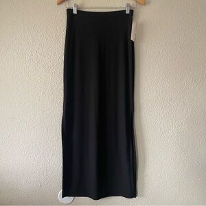 90s Vintage Goth Maxi Slip Skirt Women’s S Black Side Slit Black Pull On USA